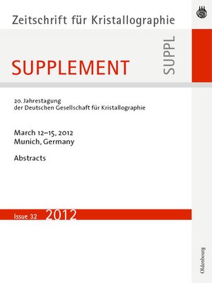cover image of 20. Jahrestagung der Deutschen Gesellschaft für Kristallographie; March 2012, Munich, Germany